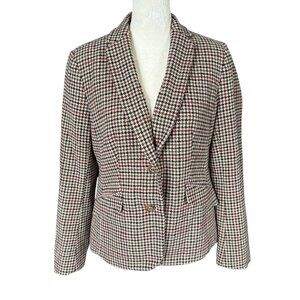 Charter Club long sleeve collared button down fully lined houndstooth blazer 4